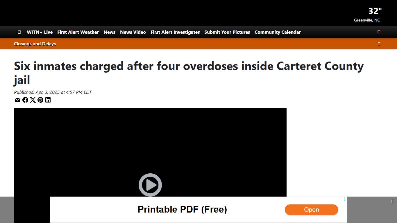 Six inmates charged after four overdoses inside Carteret County jail