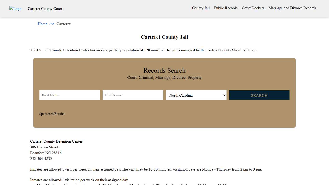 Carteret County Jail Carteret County Court